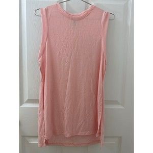 Women’s Athletic Tank Top High Neck Side Slits Light Pink
